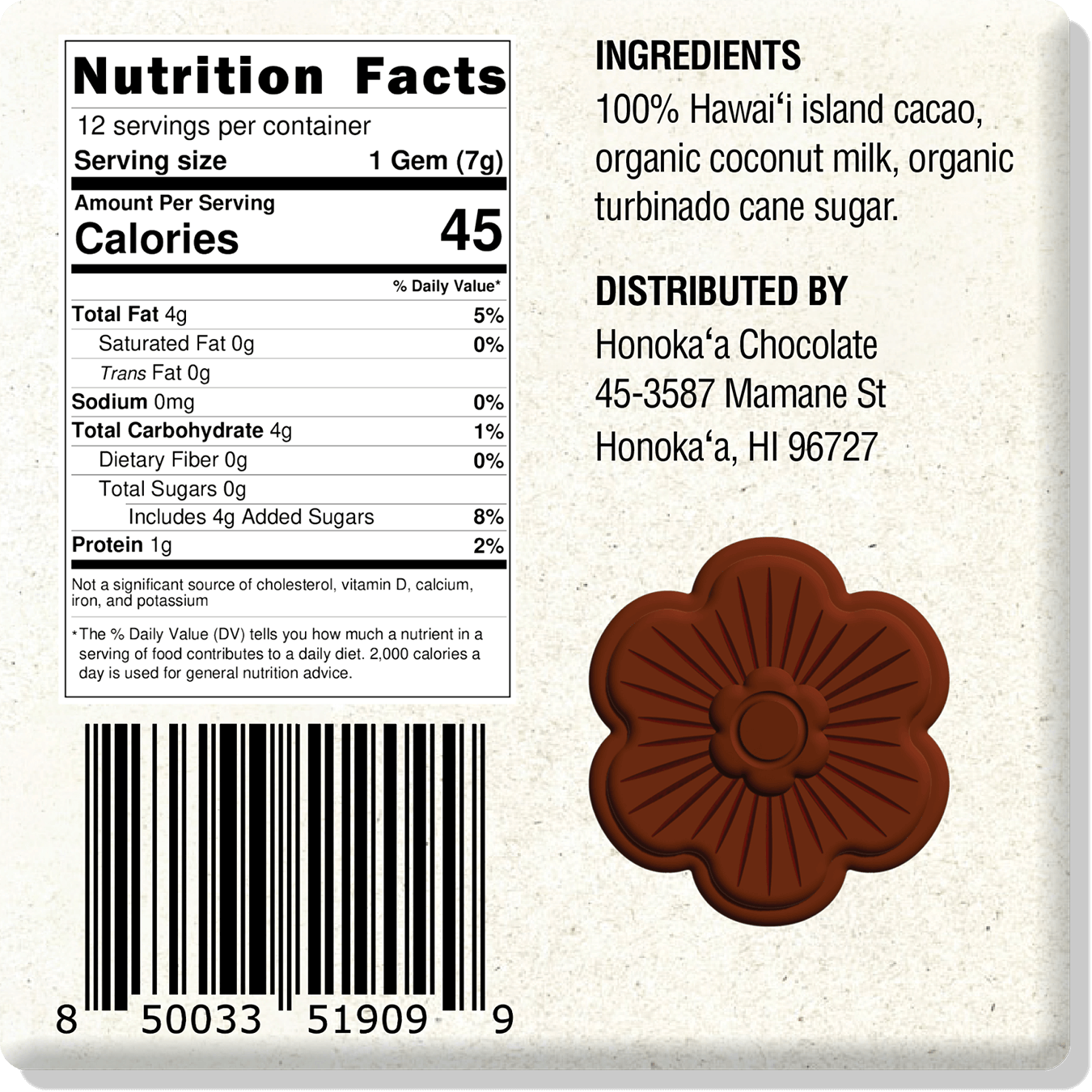Floral Gem Box: Hawaiian Dark Chocolate with Coconut Milk